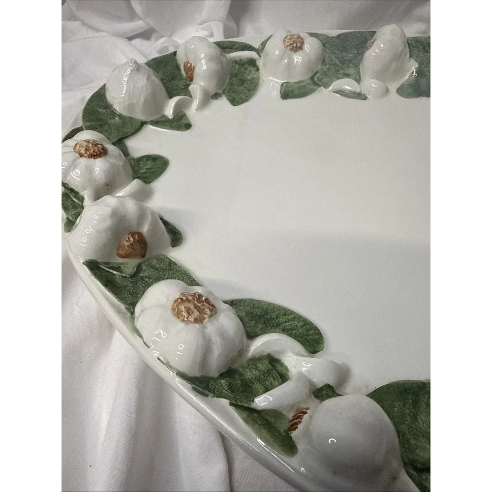 VTG Intrada Italy Aglio Garlic Ceramic Platter Hand Painted Majolica Oval 19